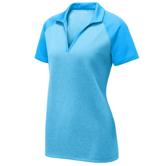SPORT-TEK LADIES RACERMESH RAGLAN HEATHER BLOCK POLO F20