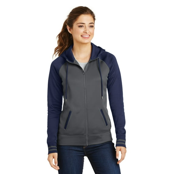 SPORT-TEK LADIES SPRT_WICK VRSTY FLC FULL-ZIP HOODED JKT F20