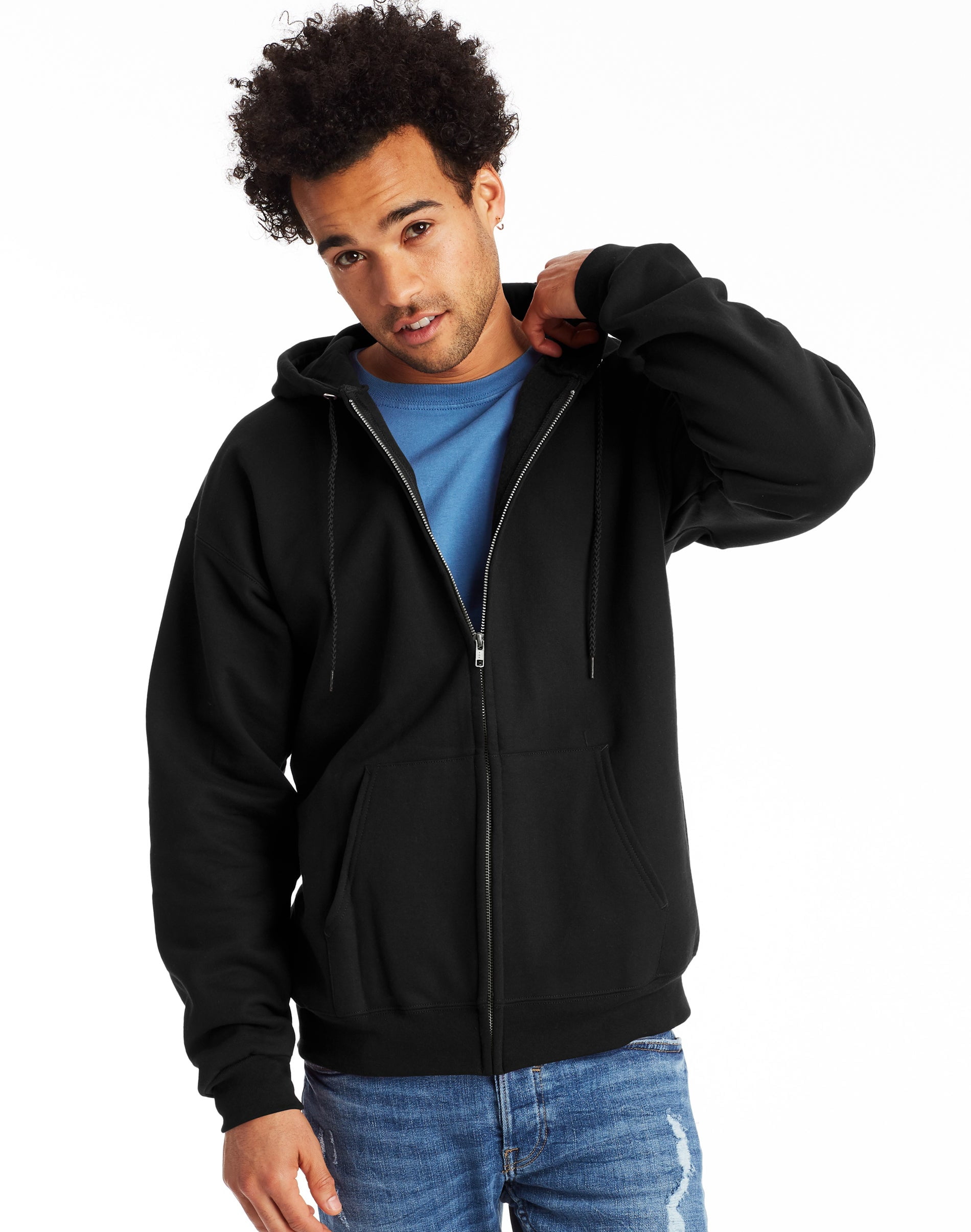 Hanes Men's Ultimate Cotton Heavyweight Full Zip Hoodie Black 2XL