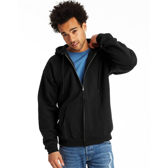 Hanes Men's Ultimate Cotton Heavyweight Full Zip Hoodie Black 2XL