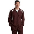thumbnail image 1 of SPORT-TEK Men's Tall Colorblock Raglan Jacket LT Maroon/White, 1 of 2