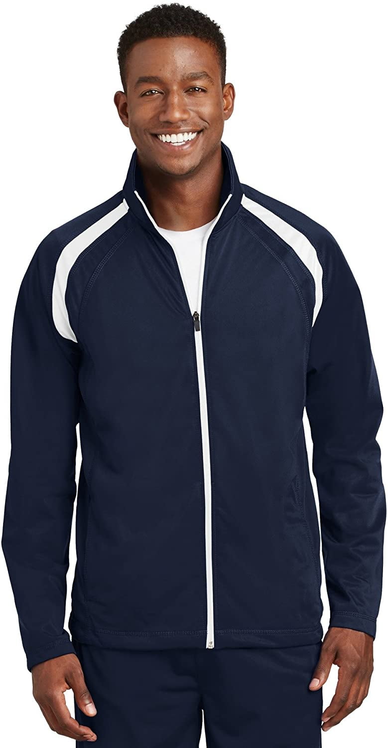 SPORTTEK Mens Tricot Track Jacket XLarge True Navy White