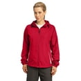 thumbnail image 1 of SPORT-TEK Womens Colorblock Hooded Raglan Jacket X-Large True Red  White, 1 of 5