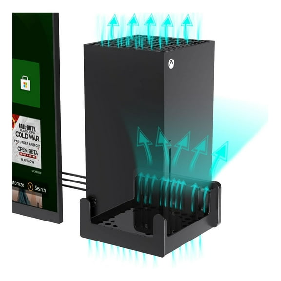 SPORTLINK Wall Mount for Xbox Series X - Sturdy Space Saving Stand with Cooling Vents - Black