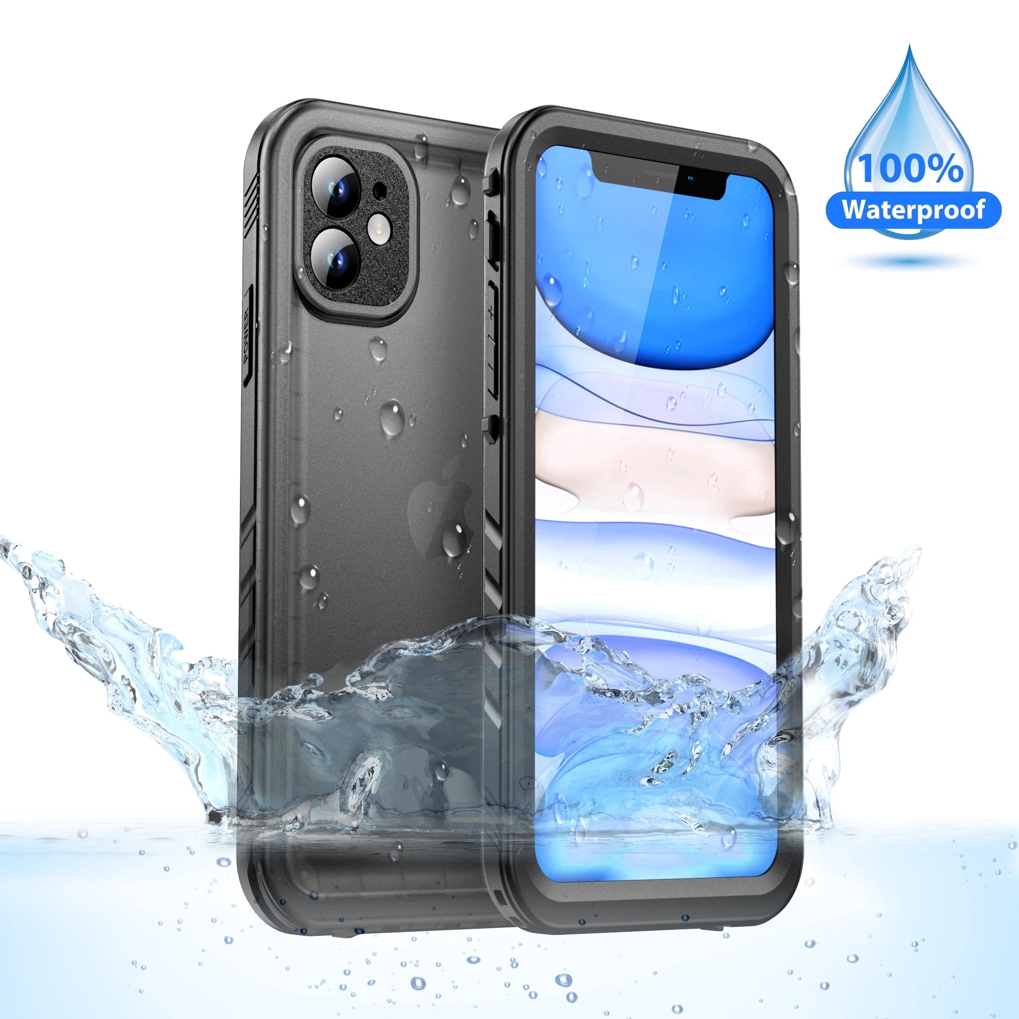 SPORTLINK Waterproof Case for iPhone 11 Shockproof Dustproof Built-in Phone Screen Protector Rugged Cover 6.1 inch - Frosted Black