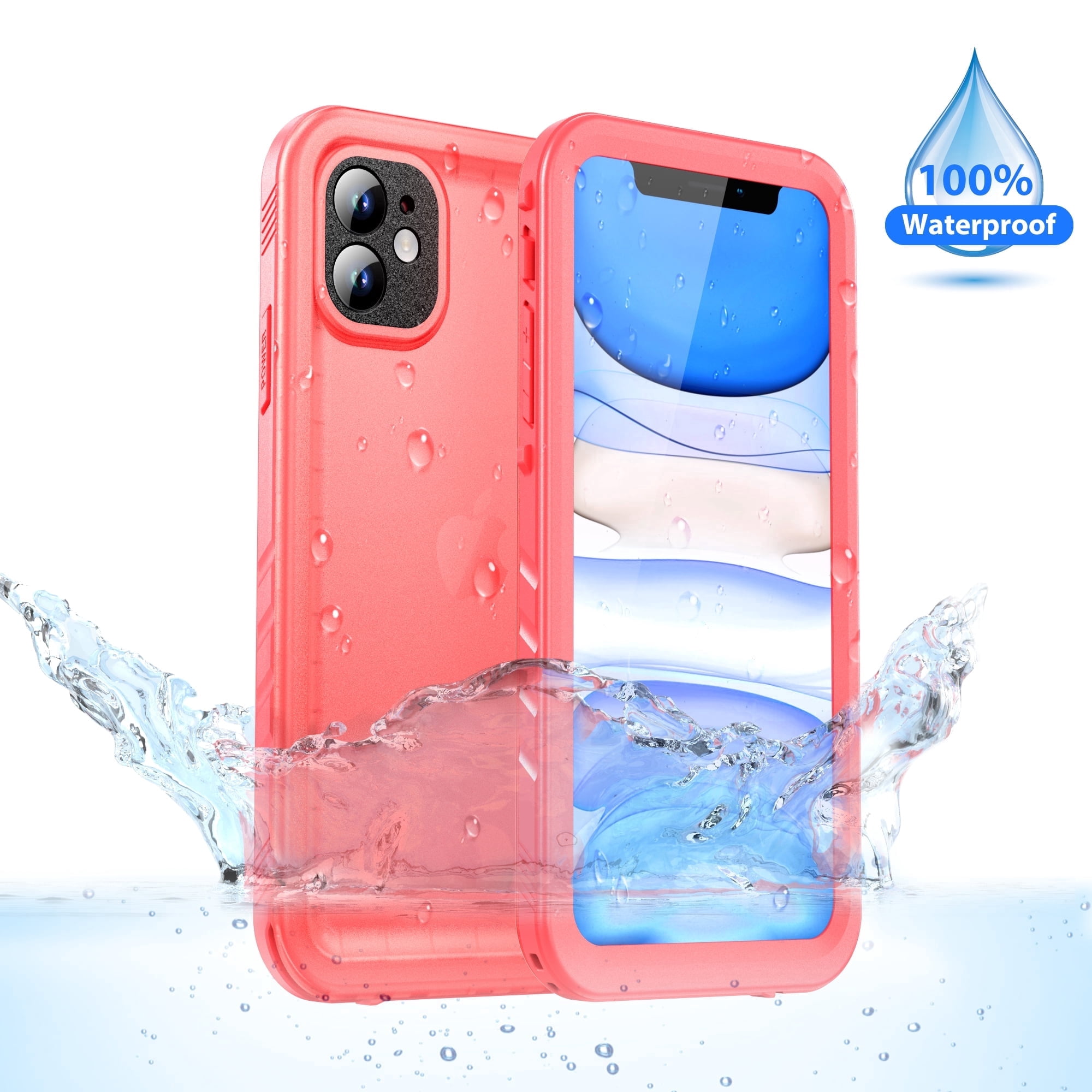 SPORTLINK Waterproof Case for iPhone 11 Shockproof Dustproof Built-in Phone Screen Protector Rugged Cover 6.1 inch - Frosted Pink