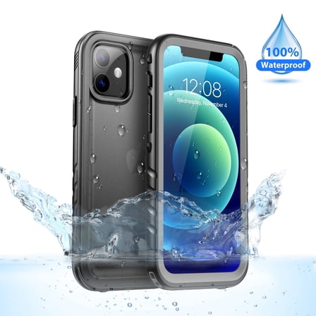 SPORTLINK Waterproof Case for iPhone 12 Mini Full Body Shockproof Dustproof Phone Screen Protector Rugged Cover 5.4 inch - Frosted Black