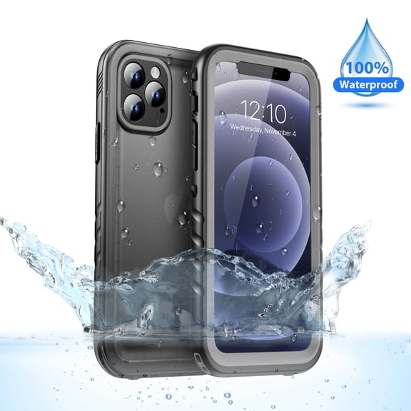 SPORTLINK Waterproof Case for iPhone 12 Pro Max Shockproof Dustproof with Camera Screen Protector Cover 6.7 inch - Frosted Black
