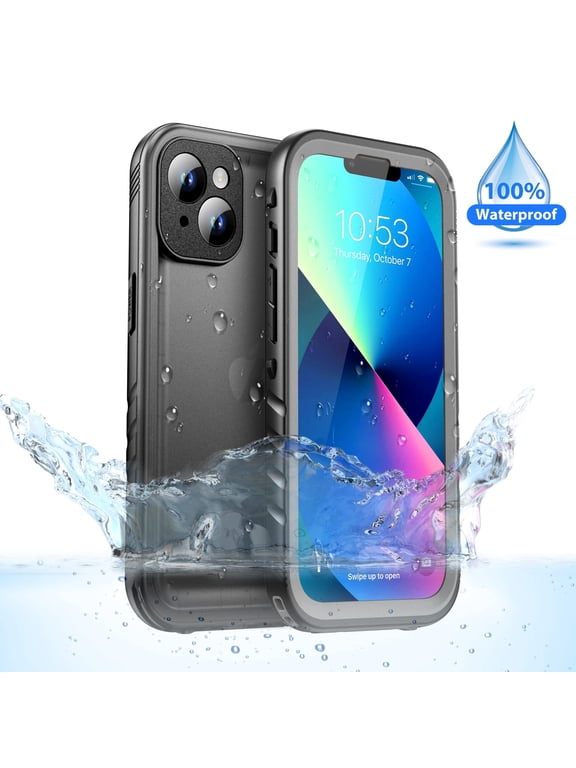Waterproof Case for iPhone 13 Shockproof Dustproof Phone Screen Protector Full Body Heavy Duty Sealed Protective Cover 6.1 inch - Frosted Black