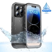 SPORTLINK Waterproof Case for iPhone 14 Pro Full Body Sealed Shockproof Dustproof Phone Screen Protector Cover 6.1 inch - Frosted Black