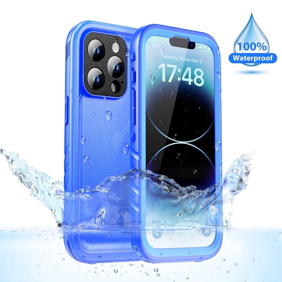 SPORTLINK Waterproof Case for iPhone 14 Pro Full Body Sealed Shockproof Dustproof Phone Screen Protector Cover 6.1 inch - Frosted Blue