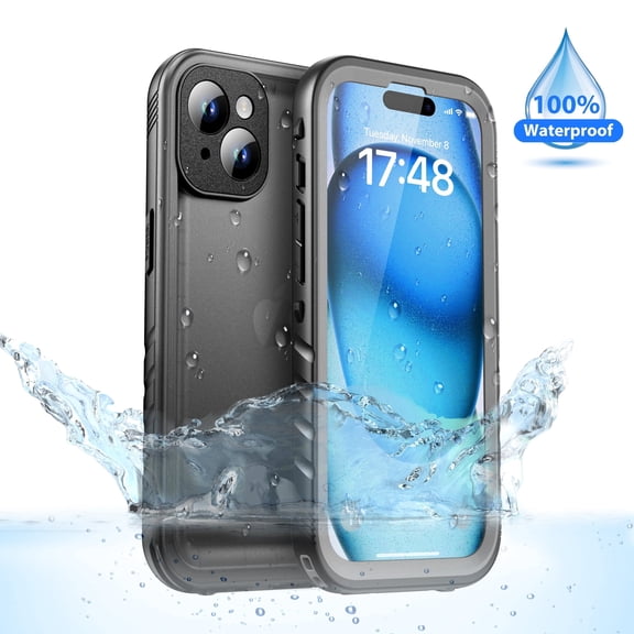 SPORTLINK Waterproof Case for iPhone 15 IP68 Military Full Body Heavy Duty Shockproof 360 Sealed Dustproof Phone Screen Protector 6.1 inch - Frosted Black