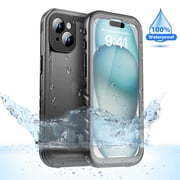 SPORTLINK Waterproof Case for iPhone 15 Plus Military Dropproof Full Body Shockproof Dustproof Phone Screen Protector Cover 6.7 inch - Frosted Black