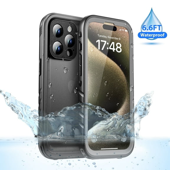 SPORTLINK Waterproof Case for iPhone 15 Pro Max Shockproof Dustproof Phone Screen Protector Cover 6.7 inch - Frosted Black