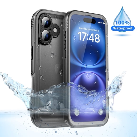 SPORTLINK Waterproof Case for iPhone 16 Plus Full Body Sealed Heavy Duty Shockproof Dustproof Phone Screen Protector Cover 6.7 inch - Frosted Black
