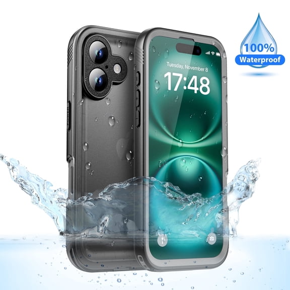 SPORTLINK Waterproof Case for iPhone 16 Full Body Heavy Duty Sealed Shockproof Dustproof Phone Screen Protector Cover 6.1 inch - Frosted Black