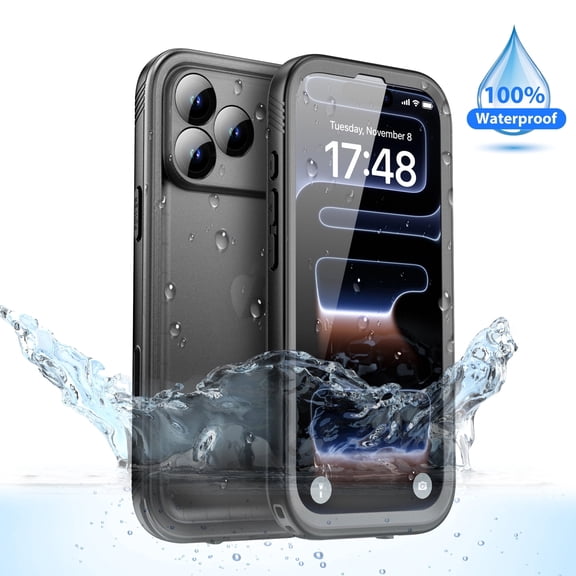 SPORTLINK Waterproof Case for iPhone 17 Pro IP68 Military Protective Full Body Heavy Duty Shockproof 360 Sealed Dustproof Phone Screen Protector 6.3 inch - Frosted Black