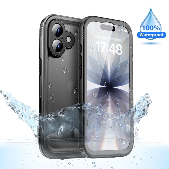SPORTLINK Waterproof Case for iPhone 17 IP68 Military Protective Full Body Heavy Duty Shockproof 360 Sealed Dustproof Phone Screen Protector 6.3 inch - Frosted Black