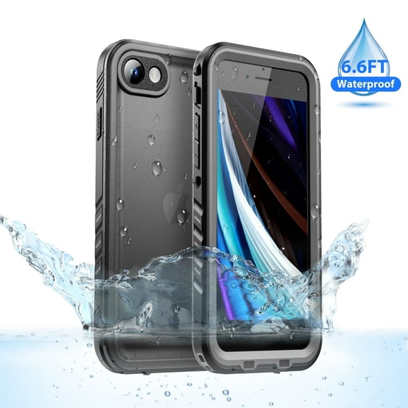 SPORTLINK Waterproof Case for iPhone SE 2022/2020/7/8 Shockproof Dustproof Phone Screen Protector Cover 4.7 inch - Frosted Black