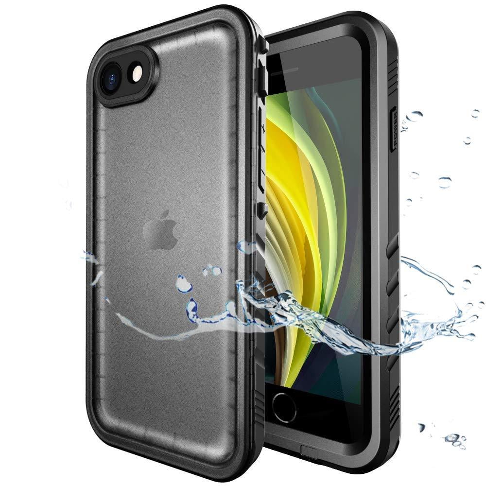 Black Waterproof Rugged Case for iPhone SE, 7, 8