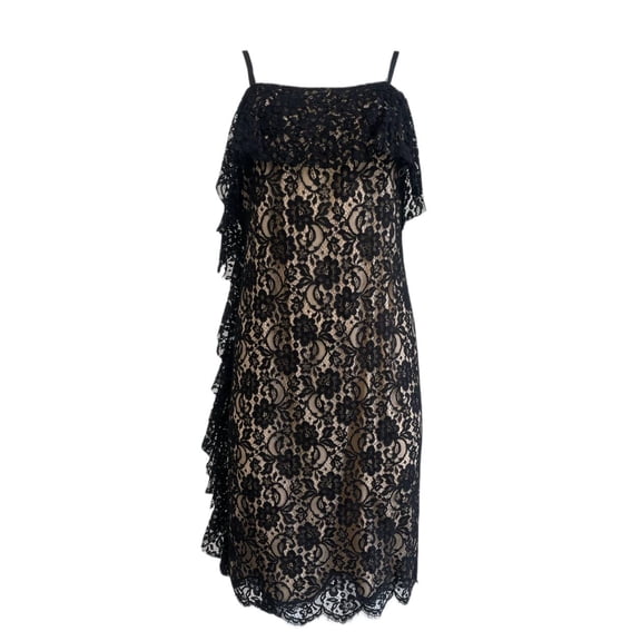 SPORTMAX Women's Black Lace Overlay Sheath Dress 22270613 Sz 10 NWT