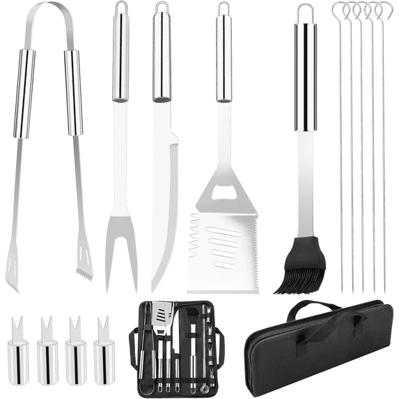 SPORTS JOY 13-Piece BBQ Grill Tools Set, Stainless Steel Grilling Accessories with Case, BBQ Utensils for Picnic, Camping, Barbeque, Cooking, Grilling Smoking