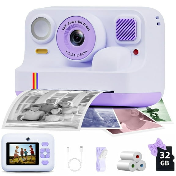 SPORTS JOY Instant Print Camera for Kids, App Printing,1080P Video,Dual-Lens Selfie Digital Camera with 32G SD,Christmas Birthday Gifts for Girls Boys 3-12 Year Old,Portable Kids Toy (Purple)
