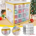 thumbnail image 1 of SPORTS JOY PVC Christmas Ornament Storage Box, 64 3.15" Square Grids, Waterproof, Load Capacity 330lb+, Clear Christmas Tree Ball Organizer with Hardpaper Divider, Handles (Glod), 1 of 8