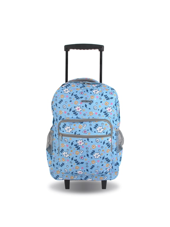 SPOSAC 19" Girls Rolling Backpack For School and Travel, Small Flower