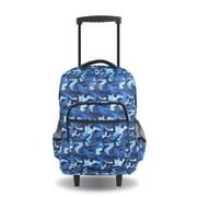 SPOSAC 19 Unisex Rolling Backpack For School And Travel, Blue Camo