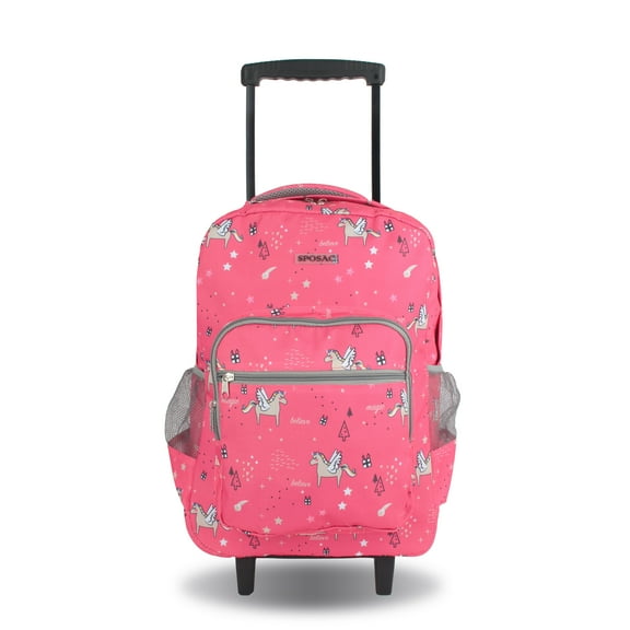 SPOSAC 19" Womens Rolling Backpack, Pink Unicorn