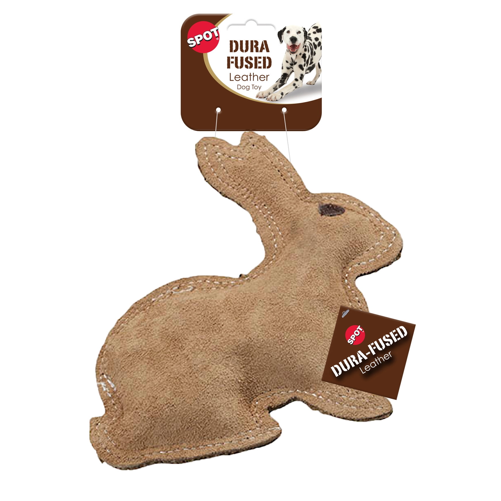 SPOT Dura-Fused Leather Rabbit Dog Toy with Squeaker, Durable Leather ...