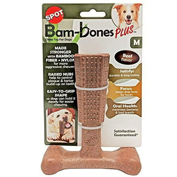 SPOT by Ethical Products Bambone Plus Easy Grip Peanut Butter, Beef & Chicken Bundle Durable Pet Chew Toy for Aggressive Chewers 3 Great Dog Chew Toys for Medium Dogs