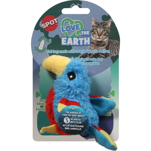 SPOT Love Earth Parrot With Catnip Assorted Cat Toy, 1pc Toy