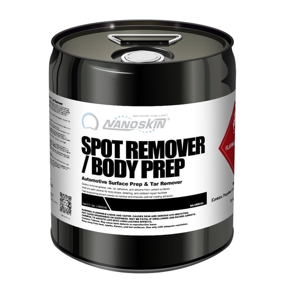 Nanoskin Spot Remover / Body Prep Automotive Surface Prep Cleaner 5 Gallon - Fast-Drying Solvent Degreaser Removes Tar, Grease, Wax & Adhesive, VOC-Compliant Pre-Paint Panel Prep