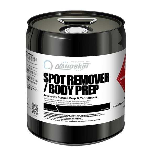 Nanoskin Spot Remover / Body Prep Automotive Surface Prep Cleaner 5 Gallon - Fast-Drying Solvent Degreaser Removes Tar, Grease, Wax & Adhesive, VOC-Compliant Pre-Paint Panel Prep