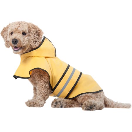 SPOT Rainy Days Slicker - Yellow Dog Rain Jacket With Hood, Reflective Strip for Safety, Leash Hole & Adjustable Velcro Belly Strap, 100% Polyester Water Resistant Pet Raincoat - Small, 9in Long
