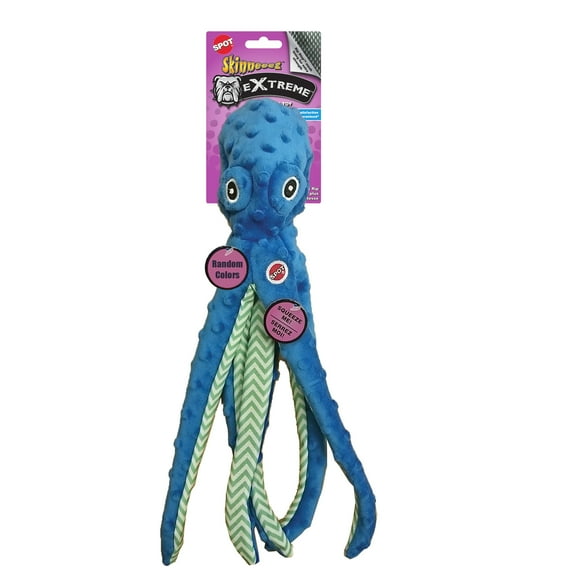 SPOT Skinneeez Extreme Octopus Dog Toy, No Stuffing Dog Toys for Small/Medium Dogs, Great for Puppies & Light Chewers, Ripstop Mesh, Assorted Colors, 16in