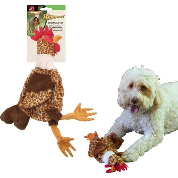 SPOT Skinneeez No Crinklers Stuffing-Free Chicken Plush Dog Toy with Squeaker for Medium and Large Dogs, 17-Inch