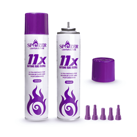 Spozer 300 mL Lighter Fluids with 11X Ultra-Refined Butane Gas (2 Pack)