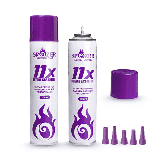 Spozer 300 mL Lighter Fluids with 11X Ultra-Refined Butane Gas (2 Pack)