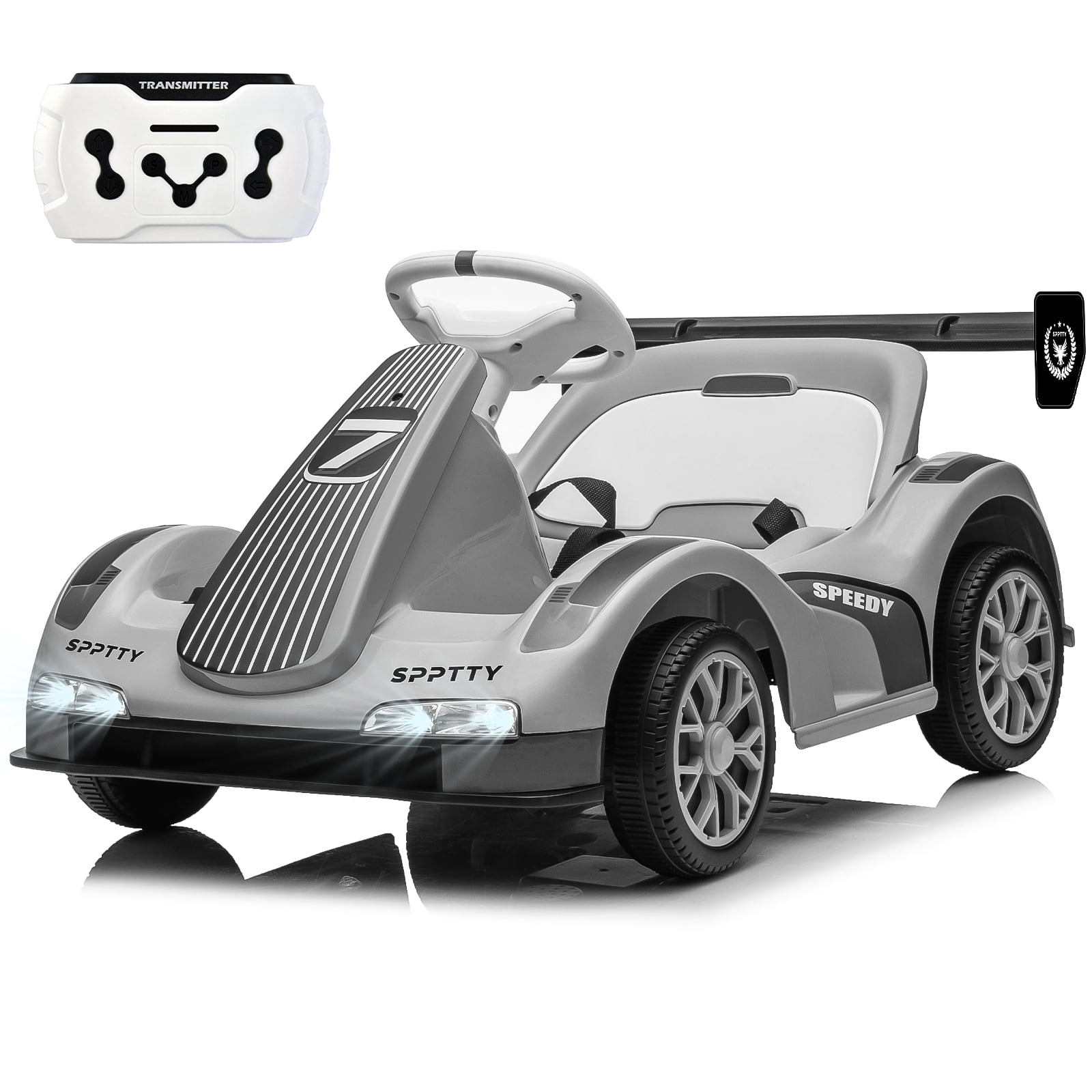 SPPTTY 12V Go Kart,Ride On Car for Boys Girls,Dual Drive Kids Toys Car with Remote Control and USB Port,Music&Story