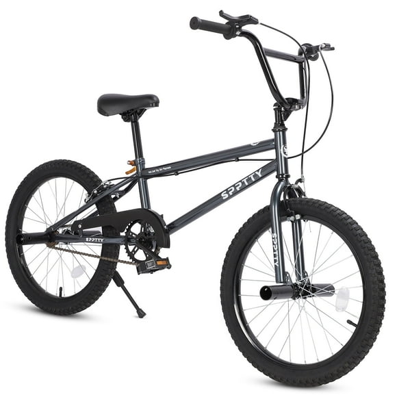 SPPTTY 20" Freestyle BMX Bike with 4 Pegs,Kids Bicycle for Teen Beginner, Age 7-14 Years,Gray