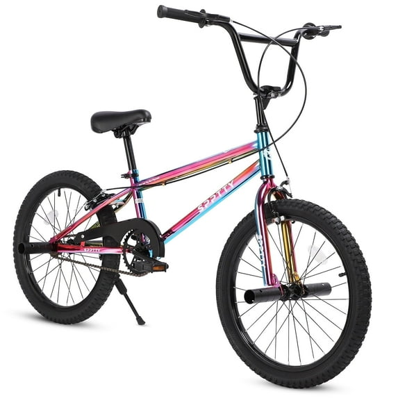 SPPTTY 20" Freestyle BMX Bike with 4 Pegs,Kids Bicycle for Teen Beginner, Age 7-14 Years,Multicolor