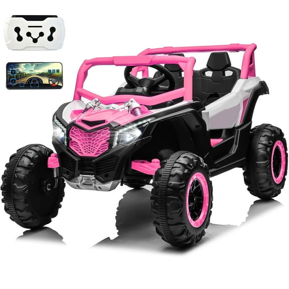 KALNUR 24V Ride on Toys with Remote Control,4WD Ride on Car for Kids, Electric UTV with PU Leather 2 Seater,3-8Years