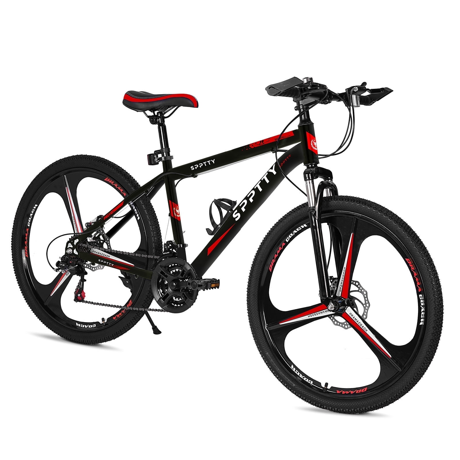 SPPTTY 26" Mountain Bike,24 Speeds Aluminum Bikes for Men Women,Bicycles with Disc Brake,3 Spokes Unibody Ring