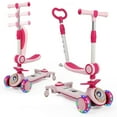 thumbnail image 1 of SPPTTY 3-in-1 Kids Scooter with 3 LED Light Wheels,Kick Scooter with Folding Seat and Push Bar,Pink, 1 of 9