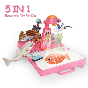 SPPTTY 5 in 1 Drawing Projector,3D Dolphin Puzzle,Storage Box Design,Educational Toy for Kids