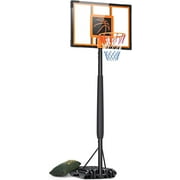 SPPTTY Youth Portable Basketball Hoop & Goal, 10FT Adjustable Height, 44 Inch Shatterproof PC Backboard Fillable Base with 2 Wheels & Sand Bags for Indoor Outdoor