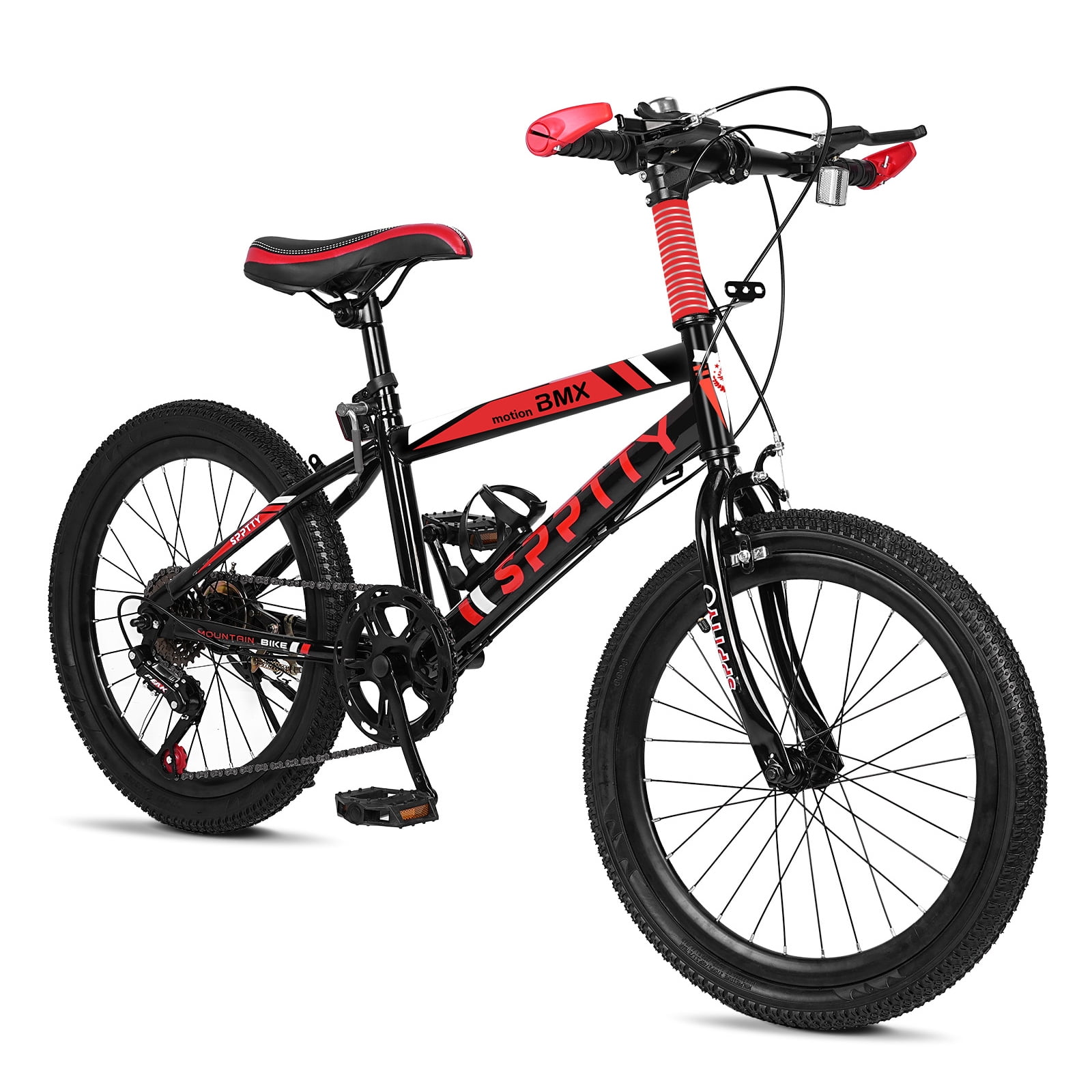 SPPTTY 20 24 inch Bike 6 Speed Mountain Bike for Men Women Boys Girls Dual Suspension Comfort Saddle